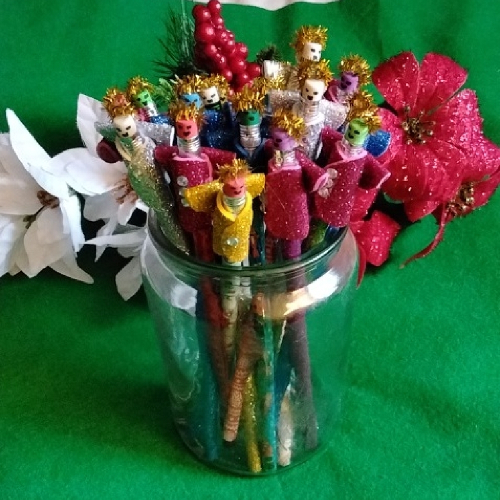 Colorful Holiday Angel Ornament Set